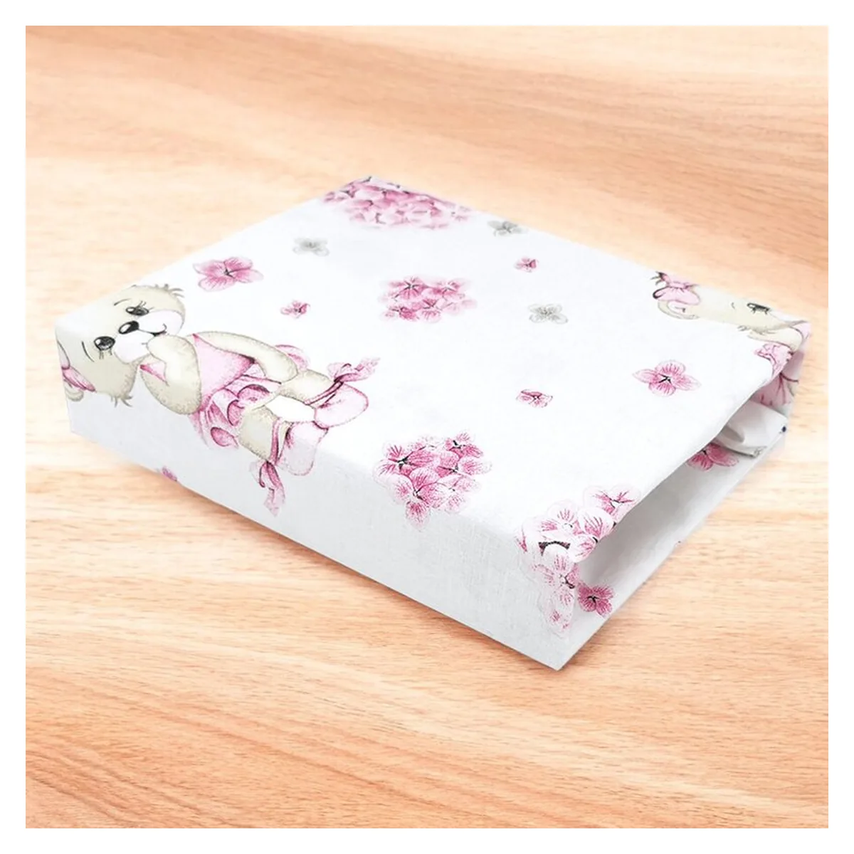 Cearceaf cu elastic, MimiNu, Pentru patut 120X60 cm, bumbac, Pink Ballerina [2]