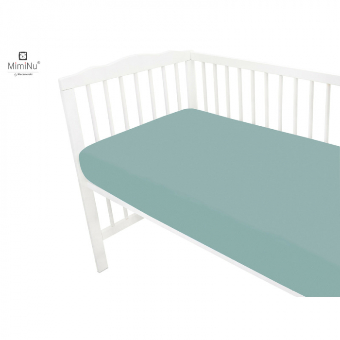 Cearceaf cu elastic, MimiNu, Pentru patut 120X60 cm, bumbac, Royal, Nepal Green [3]
