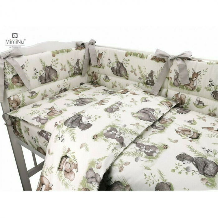 Cearceaf cu elastic, MimiNu, Pentru patut 120X60 cm, bumbac, Calm Forest Natural [4]