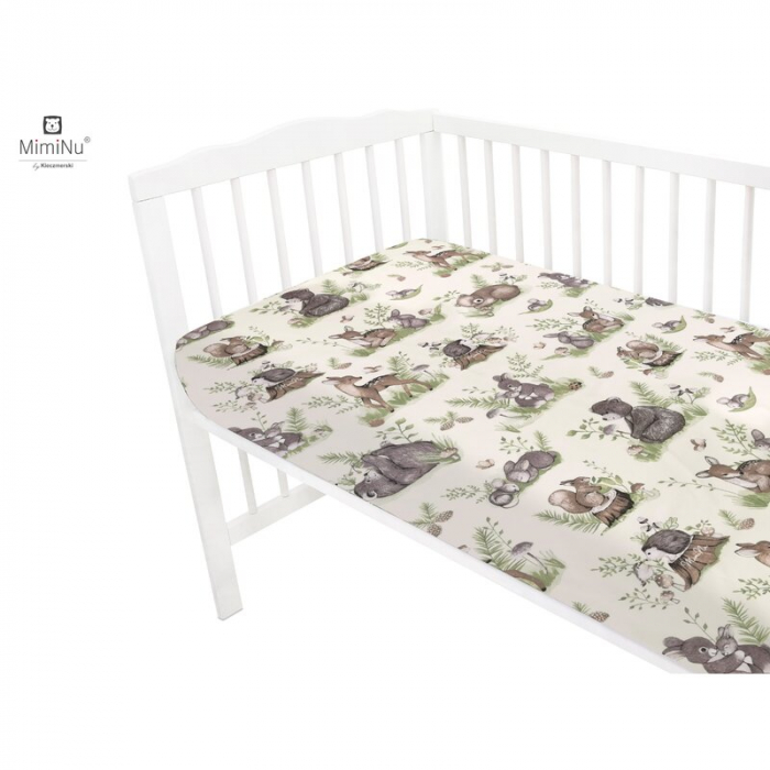 Cearceaf cu elastic, MimiNu, Pentru patut 120X60 cm, bumbac, Calm Forest Natural [3]