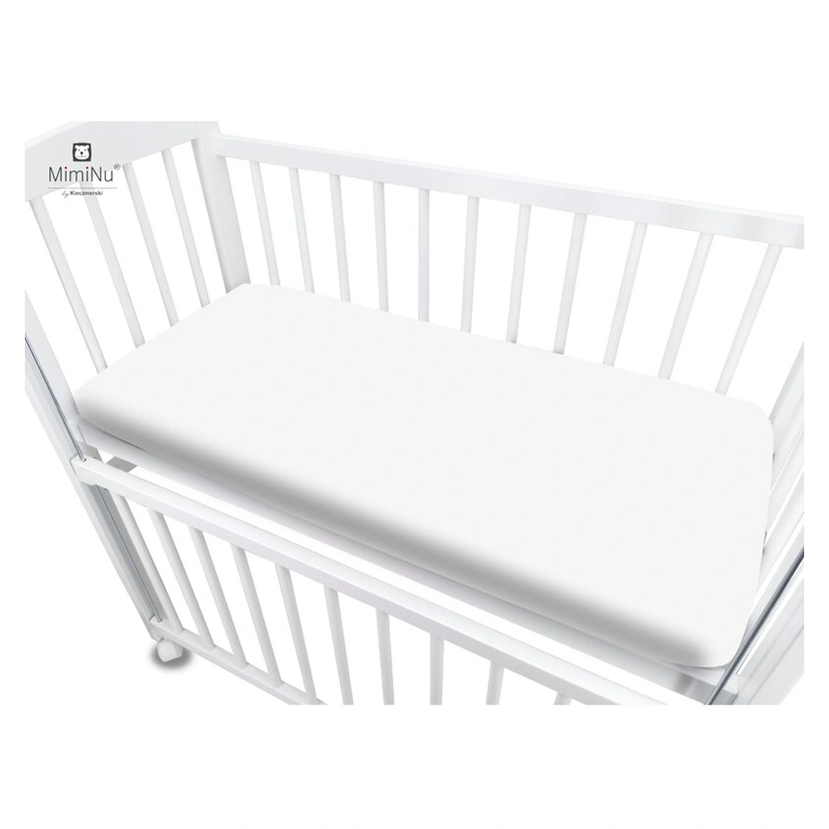Cearceaf cu elastic, MimiNu, Pentru patut co-sleeper, 89 x 51 cm, bumbac jersey, White [3]