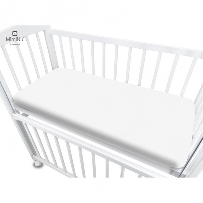Cearceaf cu elastic, MimiNu, Pentru patut co-sleeper, 89 x 51 cm, bumbac jersey, White [3]