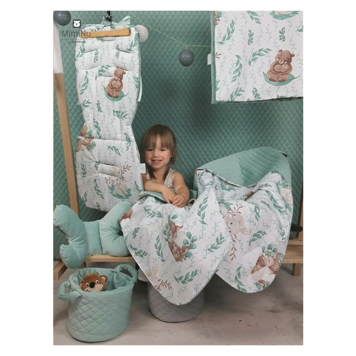 Cearceaf cu elastic, MimiNu, Pentru patut leagan/patut co-sleeper, 90x40 cm, bumbac, Lulu Natural [9]