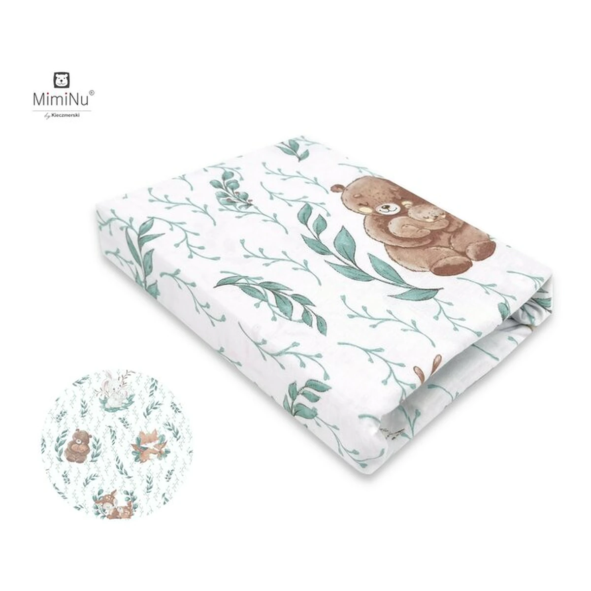 Cearceaf cu elastic, MimiNu, Pentru patut leagan/patut co-sleeper, 90x40 cm, bumbac, Lulu Natural [3]