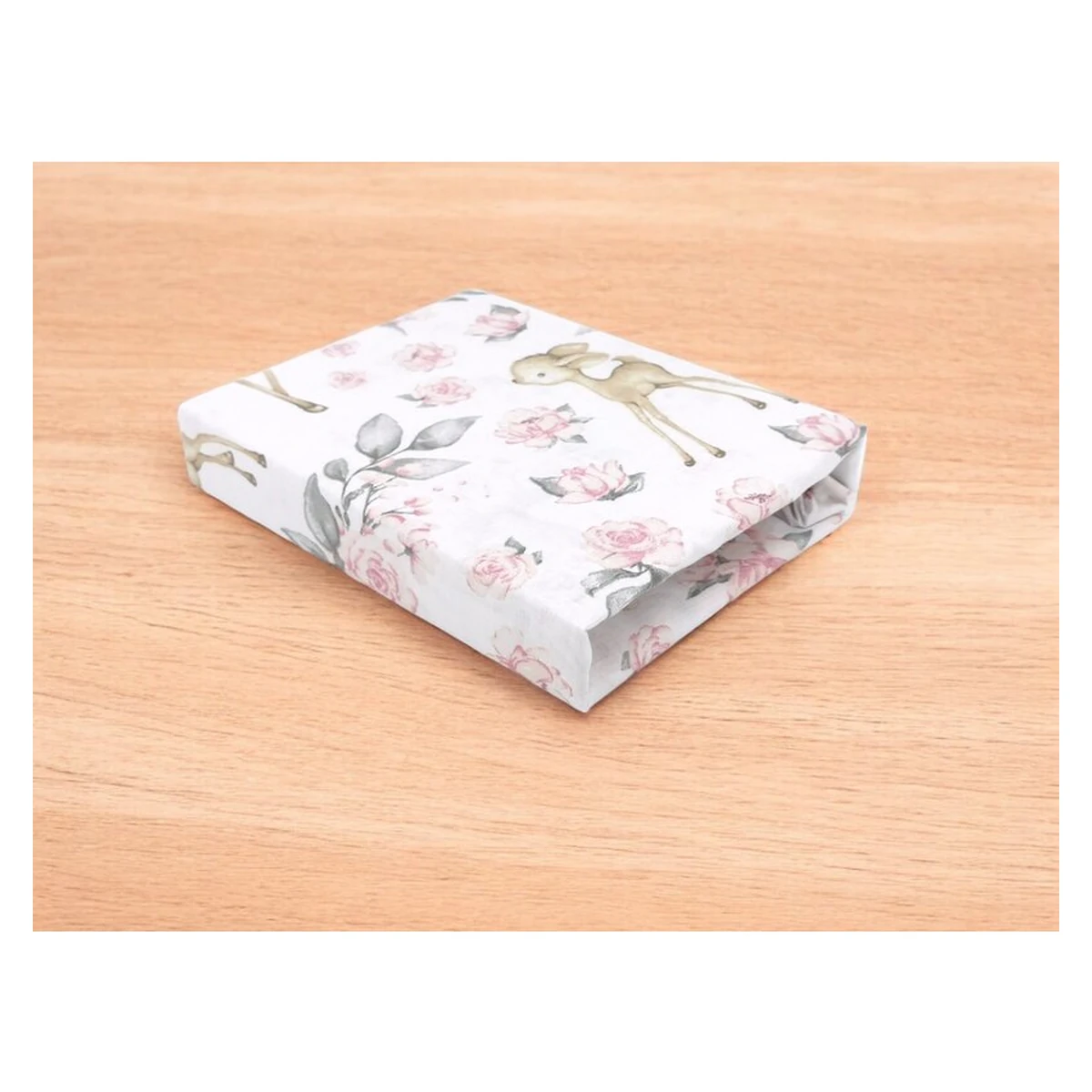 Cearceaf cu elastic, MimiNu, Pentru patut leagan/patut co-sleeper, 90x40 cm, bumbac, Sweet Deer Pink  [2]