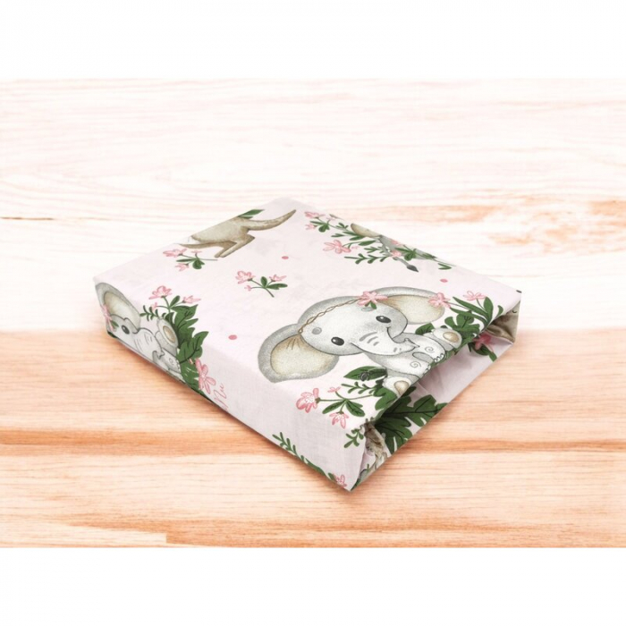 Cearceaf cu elastic, MimiNu, Pentru patut leagan sau patut co-sleeper, 90x40 cm, bumbac 100%, Baby Animals [2]