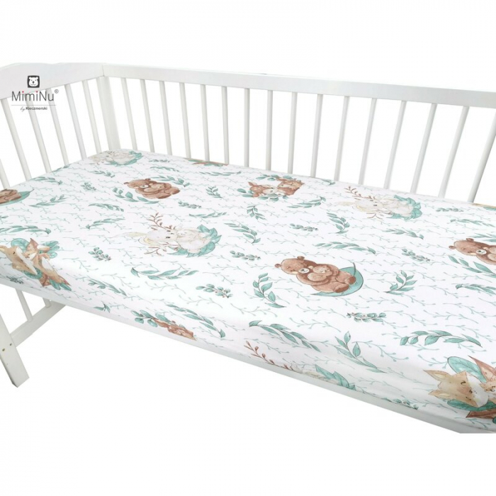 Cearceaf cu elastic, MimiNu, Pentru patut leagan/patut co-sleeper, 90x40 cm, bumbac, Lulu Natural [4]