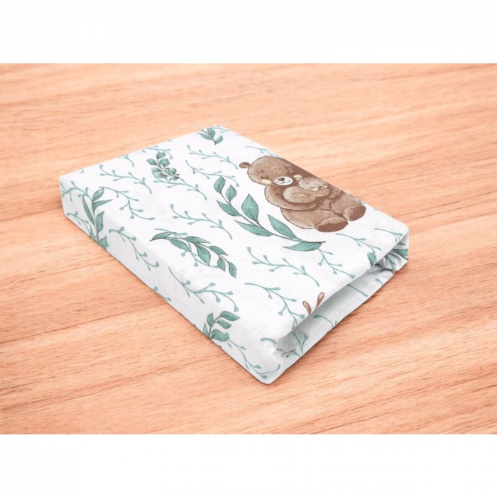 Cearceaf cu elastic, MimiNu, Pentru patut leagan/patut co-sleeper, 90x40 cm, bumbac, Lulu Natural [2]