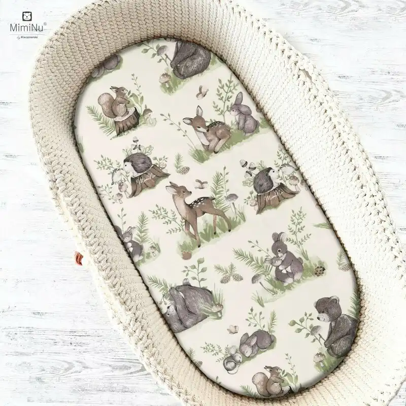 Cearceaf cu elastic pentru landou, carucior si cosulet, 80x35 cm, Calm Forest Natural [1]