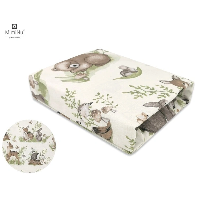 Cearceaf cu elastic pentru patut leagan 90x40 cm,Calm Forest Natural [1]