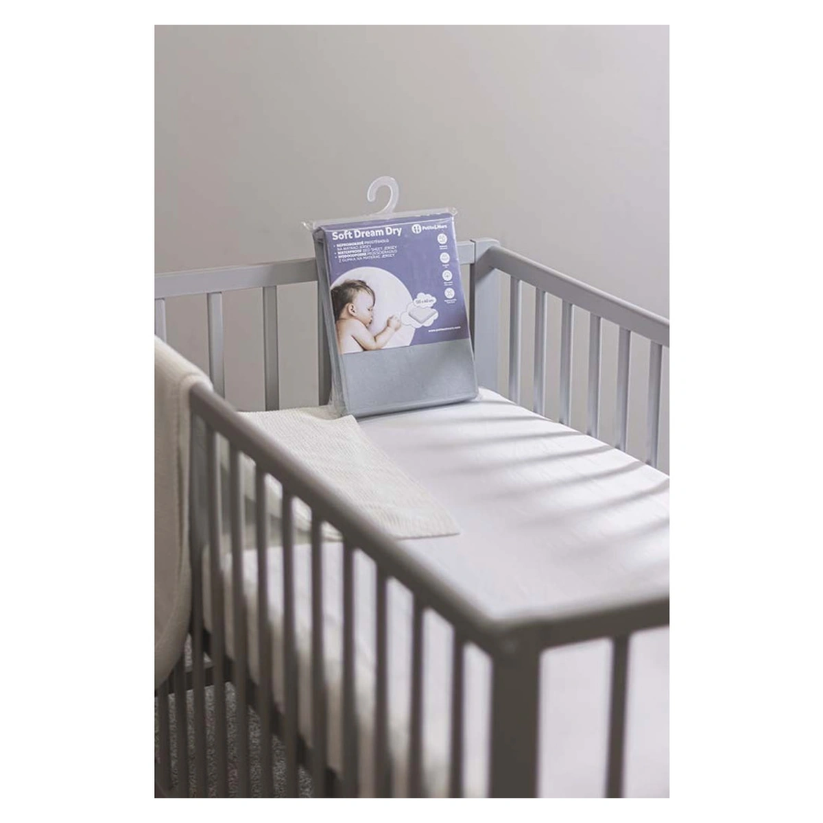 Cearceaf cu eleastic, Petite&Mars, Soft Dream, Din Jersey, 120x60 cm, Alb [4]