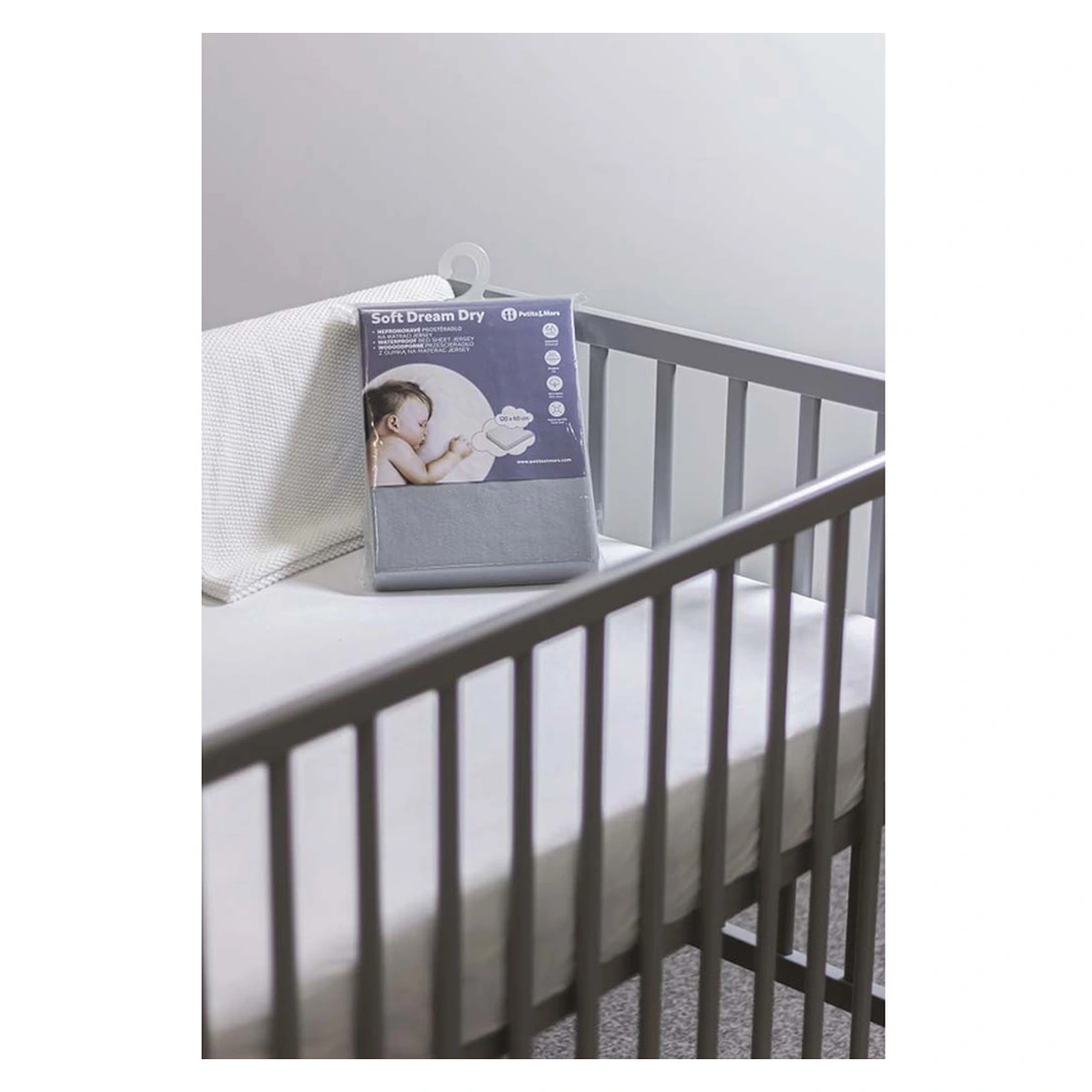 Cearceaf cu eleastic, Petite&Mars, Soft Dream Dry, Impermeabil, 120x60 cm, Alb [7]