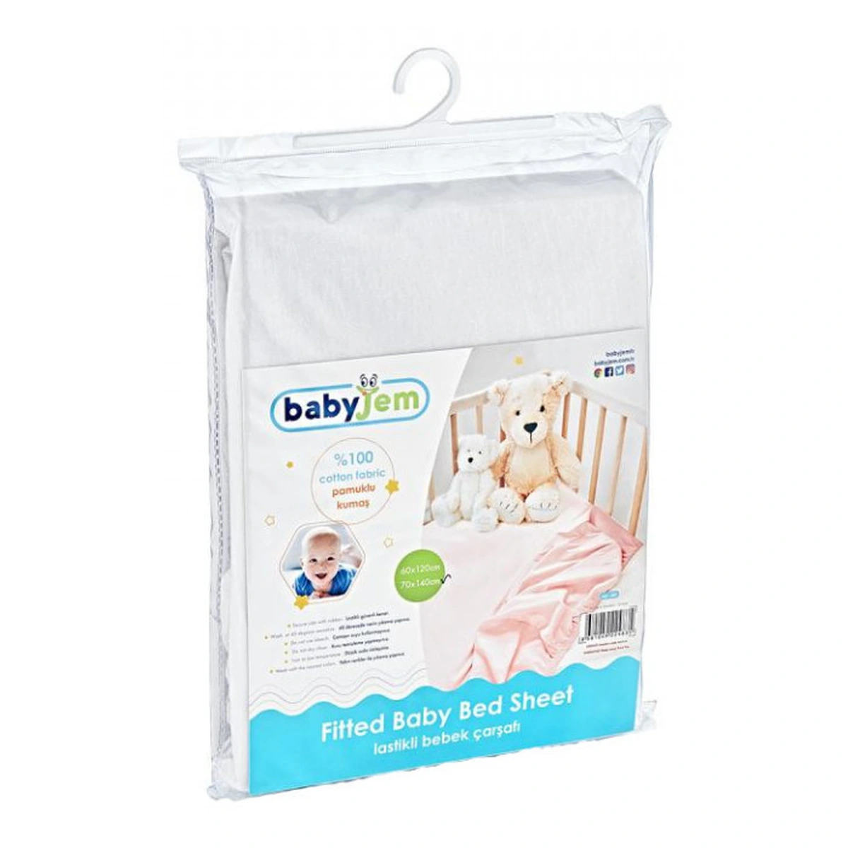 Cearceaf din bumbac cu elastic BabyJem [2]