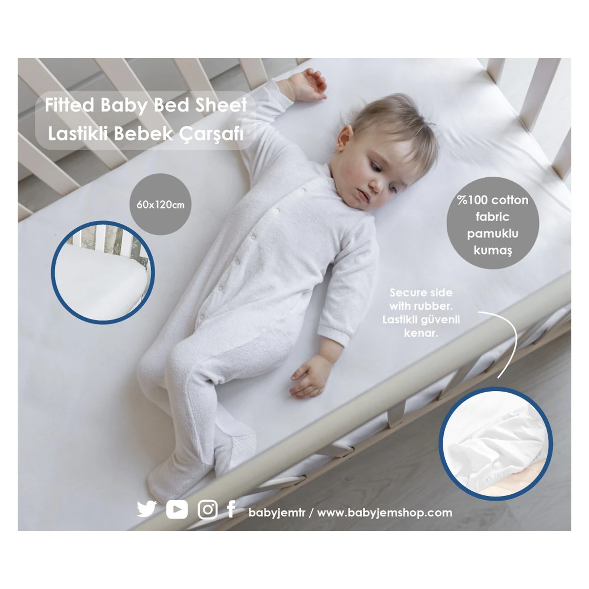 Cearceaf din bumbac cu elastic BabyJem [6]