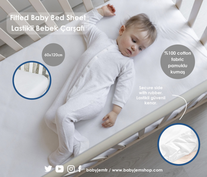 Cearceaf din bumbac cu elastic BabyJem [4]