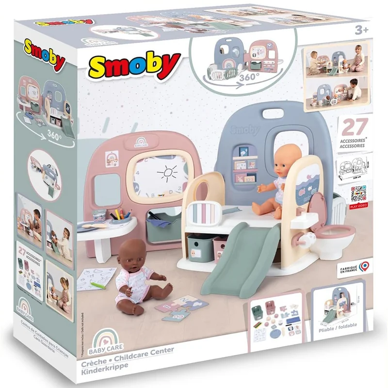 Centru de ingrijire pentru papusi Smoby Baby Care Childcare Center albastru roz cu accesorii [2]
