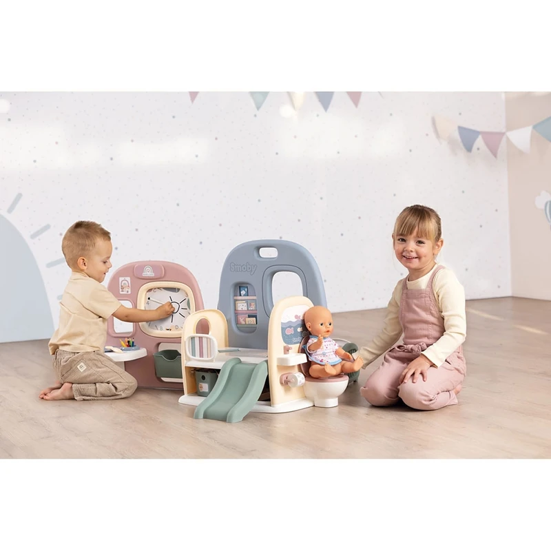 Centru de ingrijire pentru papusi Smoby Baby Care Childcare Center albastru roz cu accesorii [7]