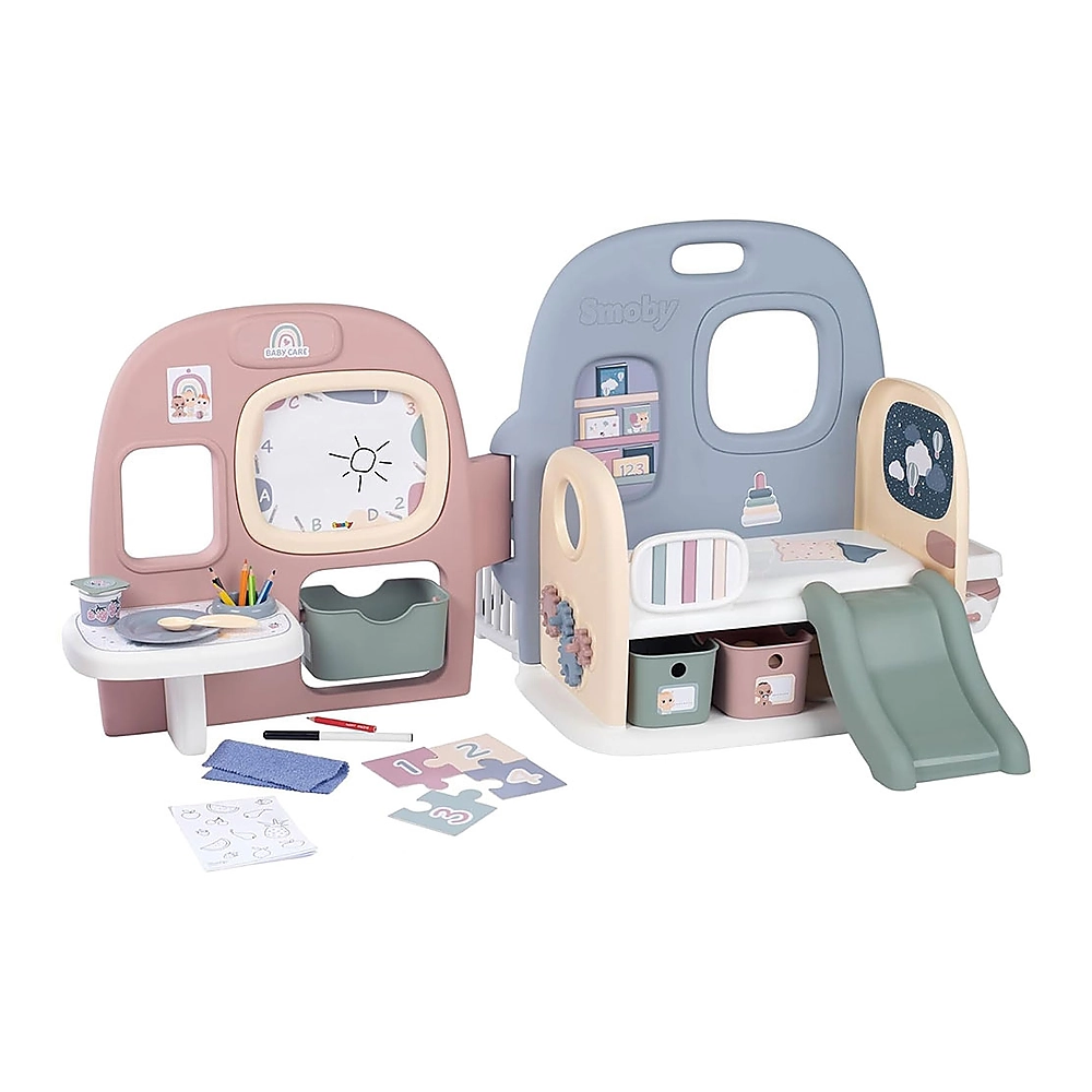 Centru de ingrijire pentru papusi Smoby Baby Care Childcare Center albastru roz cu accesorii [1]