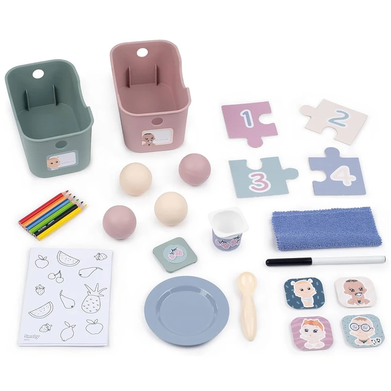Centru de ingrijire pentru papusi Smoby Baby Care Childcare Center albastru roz cu accesorii [5]