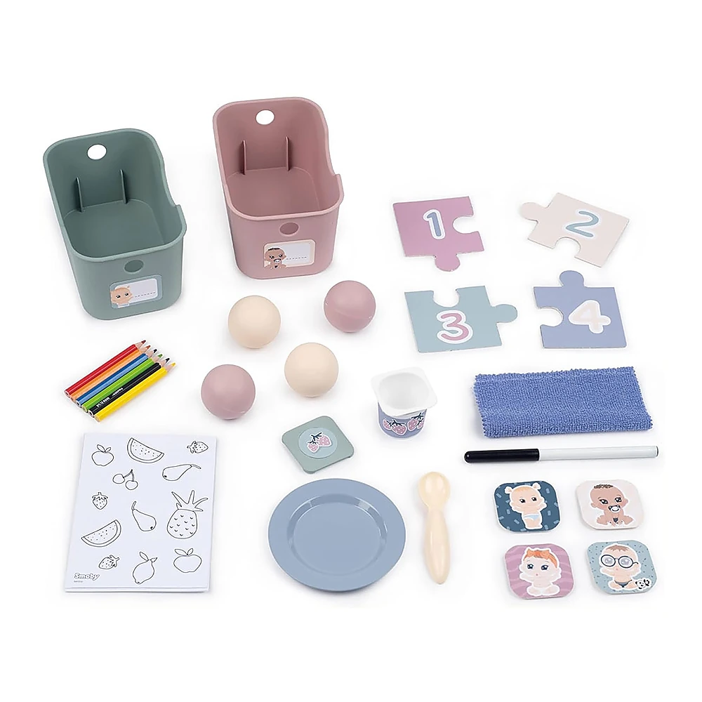 Centru de ingrijire pentru papusi Smoby Baby Care Childcare Center albastru roz cu accesorii [4]