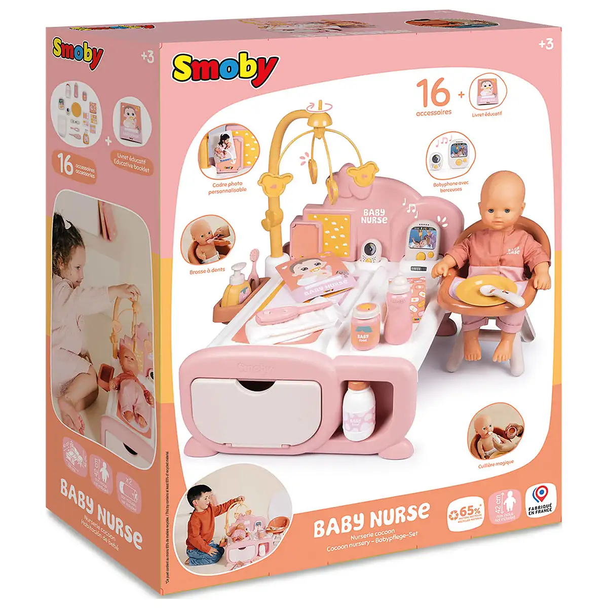 Centru de ingrijire pentru papusi Smoby Baby Nurse Cocoon Nursery 3 in 1 cu 16 accesorii 3 ani + [6]