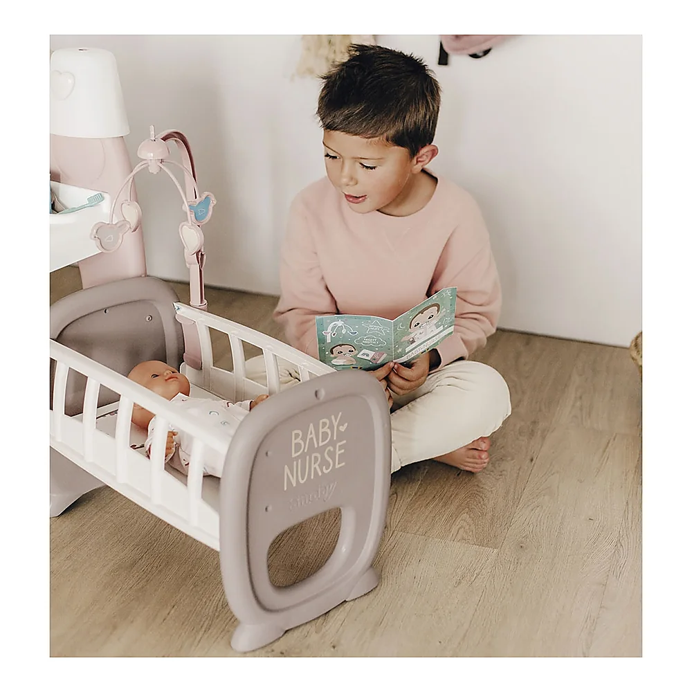 Centru de ingrijire pentru papusi Smoby Baby Nurse Doll`s Play Center maro cu 23 accesorii [10]