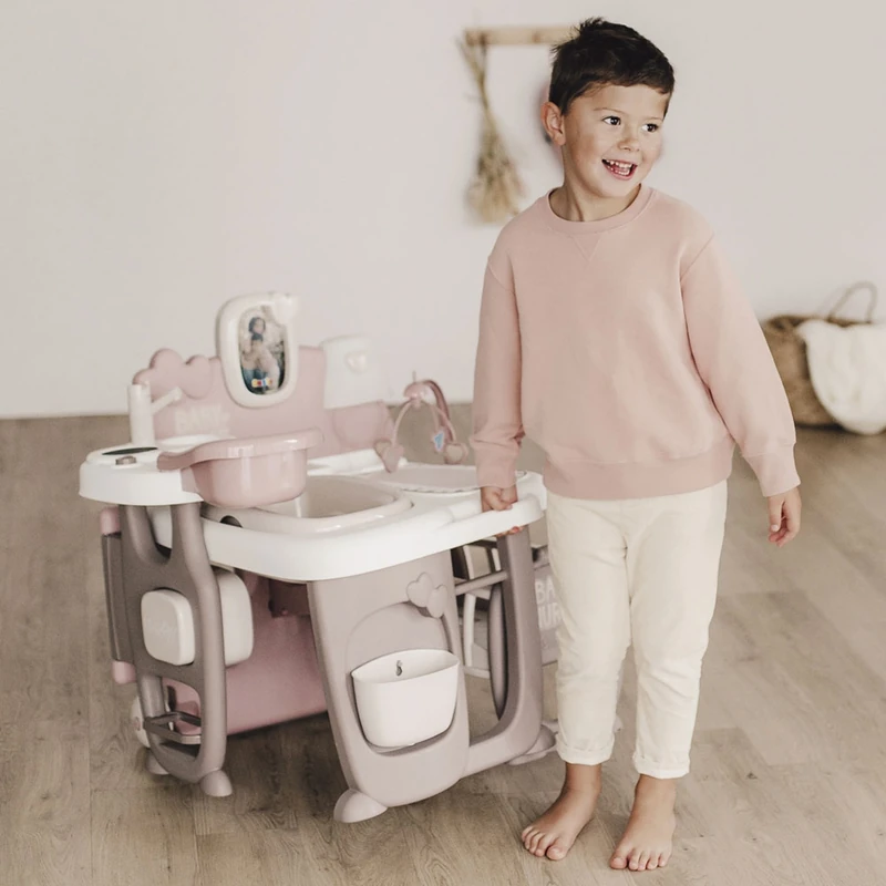 Centru de ingrijire pentru papusi Smoby Baby Nurse Doll`s Play Center maro cu 23 accesorii [8]