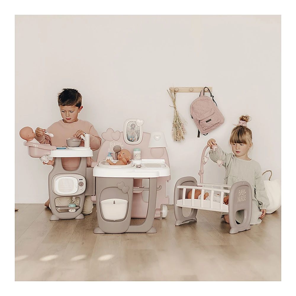 Centru de ingrijire pentru papusi Smoby Baby Nurse Doll`s Play Center maro cu 23 accesorii [5]