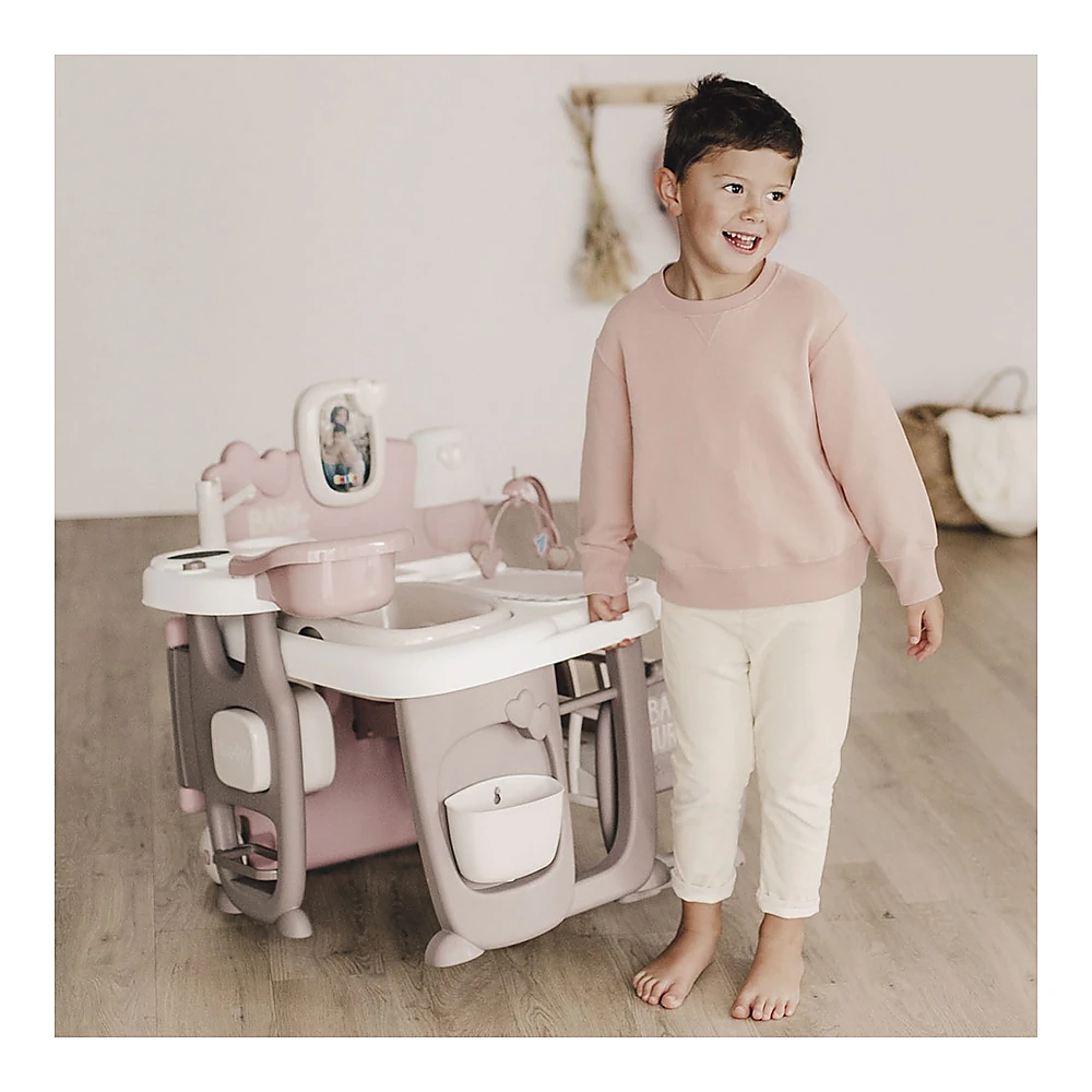 Centru de ingrijire pentru papusi Smoby Baby Nurse Doll`s Play Center maro cu 23 accesorii [6]