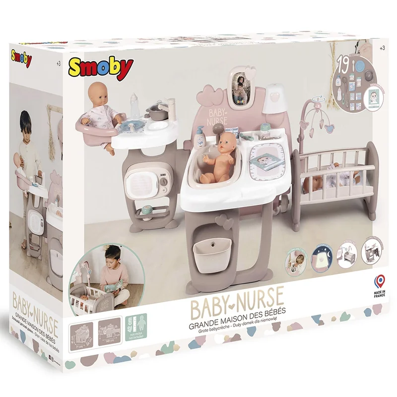 Centru de ingrijire pentru papusi Smoby Baby Nurse Doll`s Play Center maro cu 23 accesorii [5]