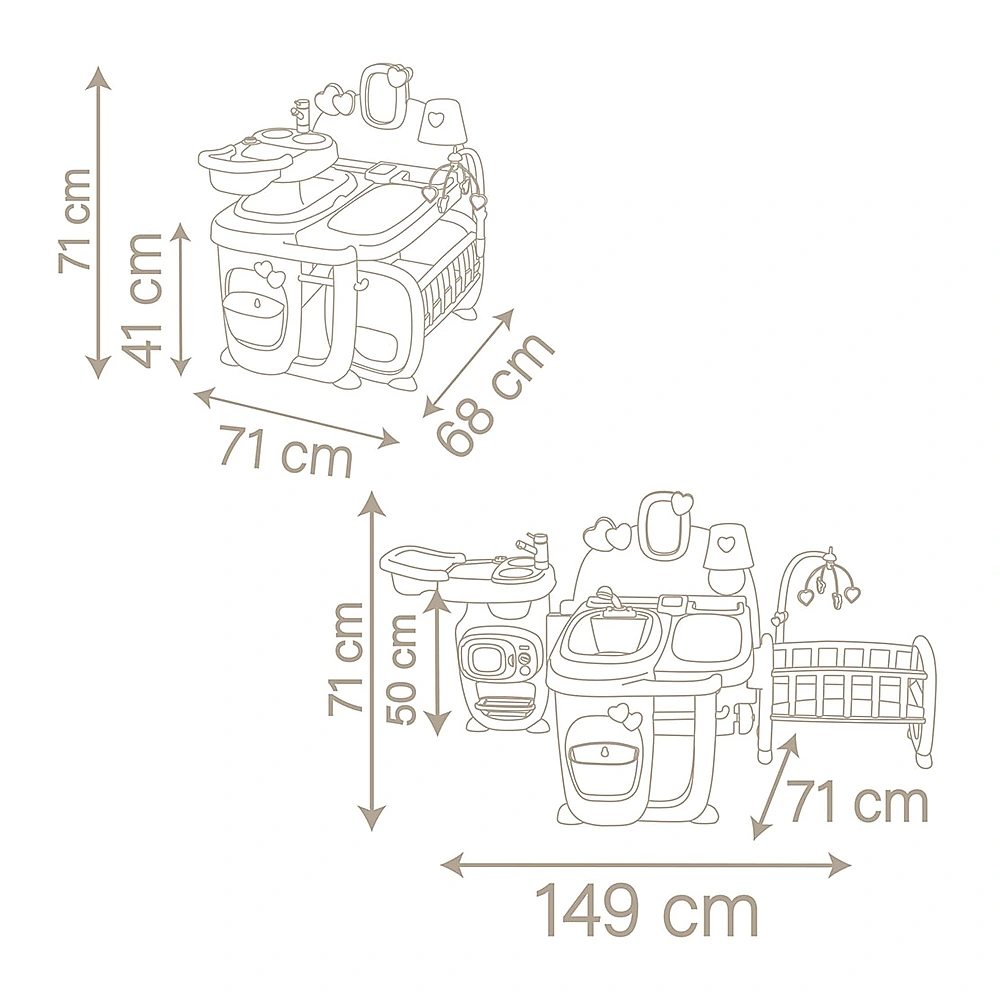 Centru de ingrijire pentru papusi Smoby Baby Nurse Doll`s Play Center maro cu 23 accesorii [4]