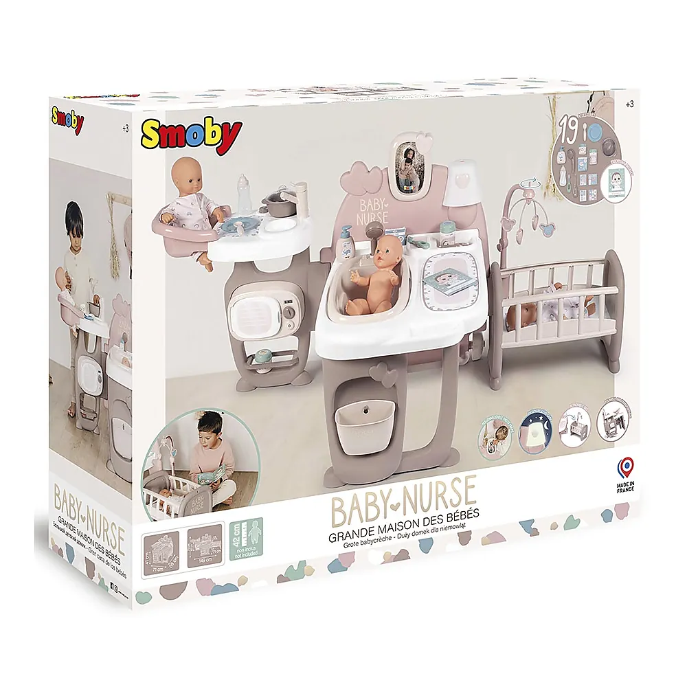 Centru de ingrijire pentru papusi Smoby Baby Nurse Doll`s Play Center maro cu 23 accesorii [11]