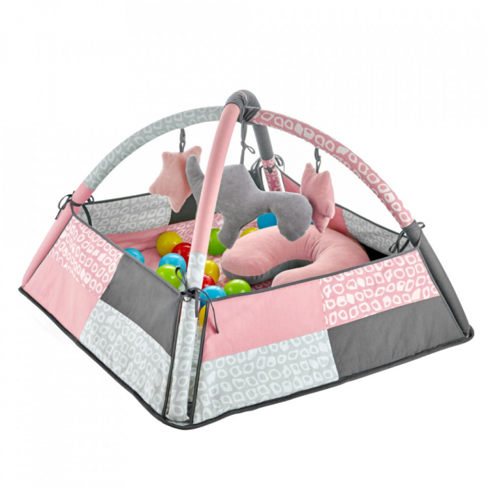 Centru de joaca cu bile BabyJem Roz Toy Ball Play Mat [2]