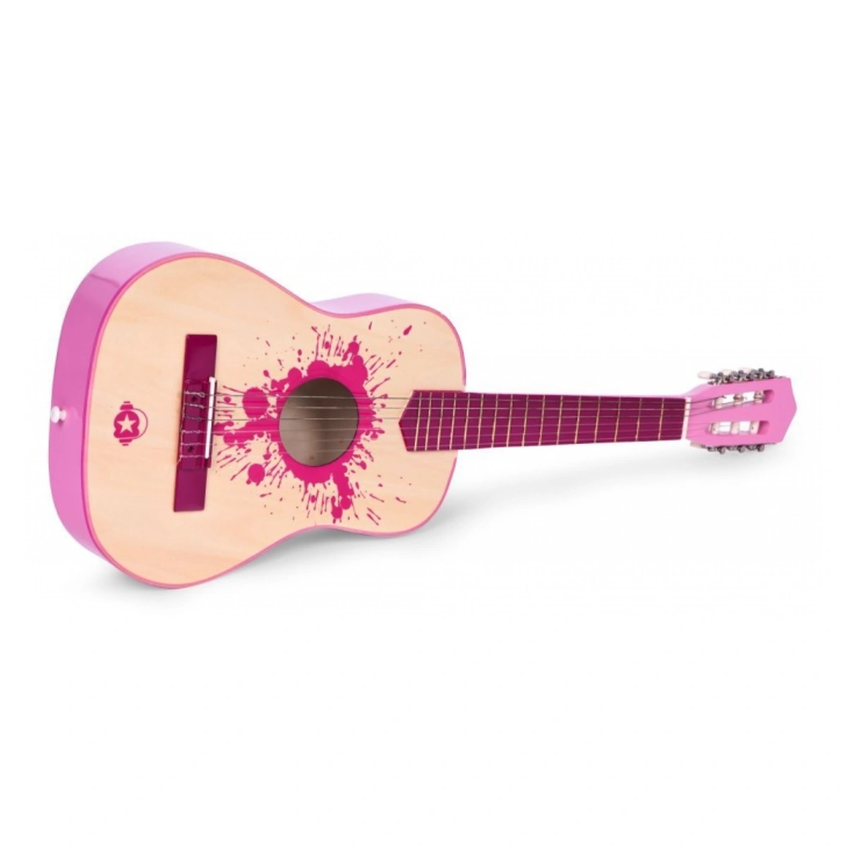 Chitara din lemn pentru copii cu 6 corzi Ecotoys, 76 X 28 cm - Roz [4]