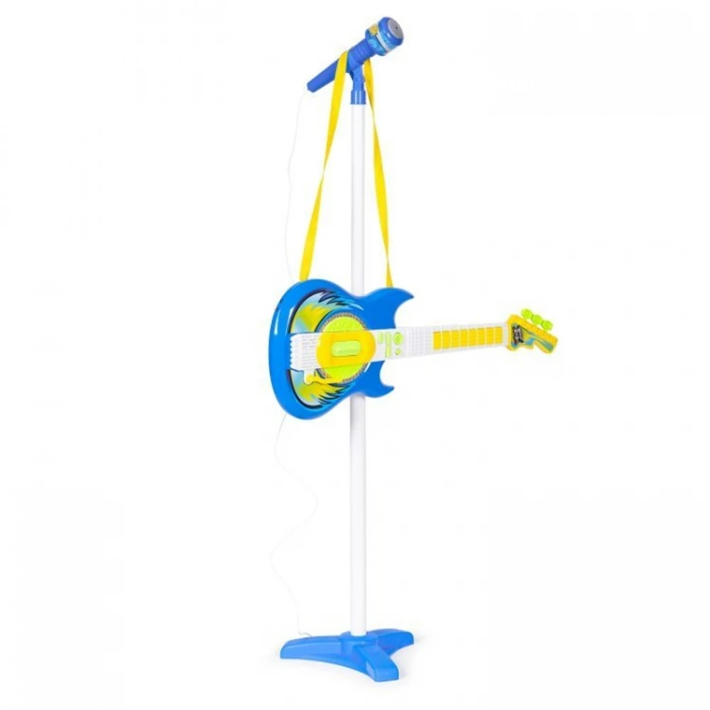 Chitara electrica si 2 microfoane pentru copii Ecotoys - Albastru [4]