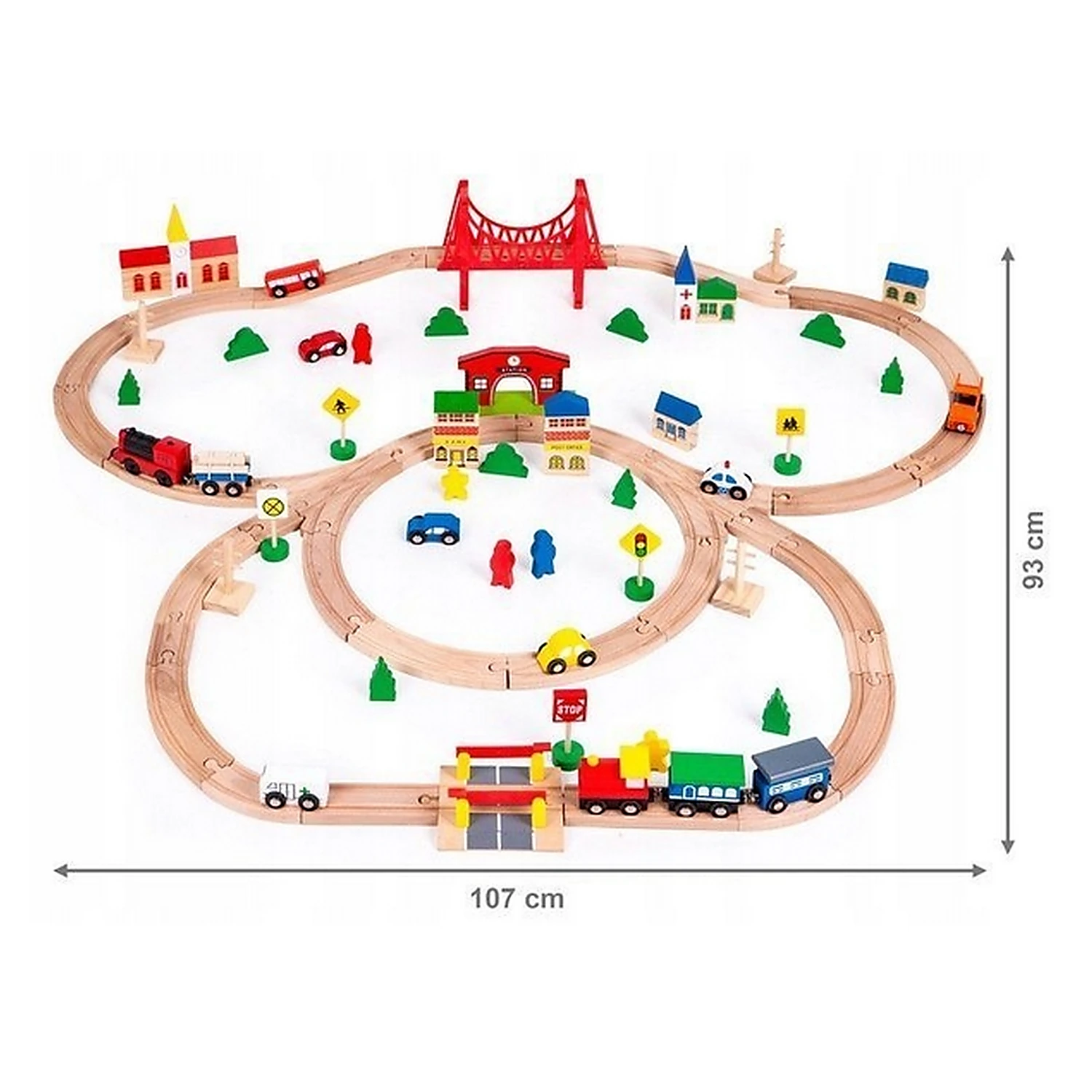 Circuit din lemn cu trenulet si masinute, 90 de elemente [5]