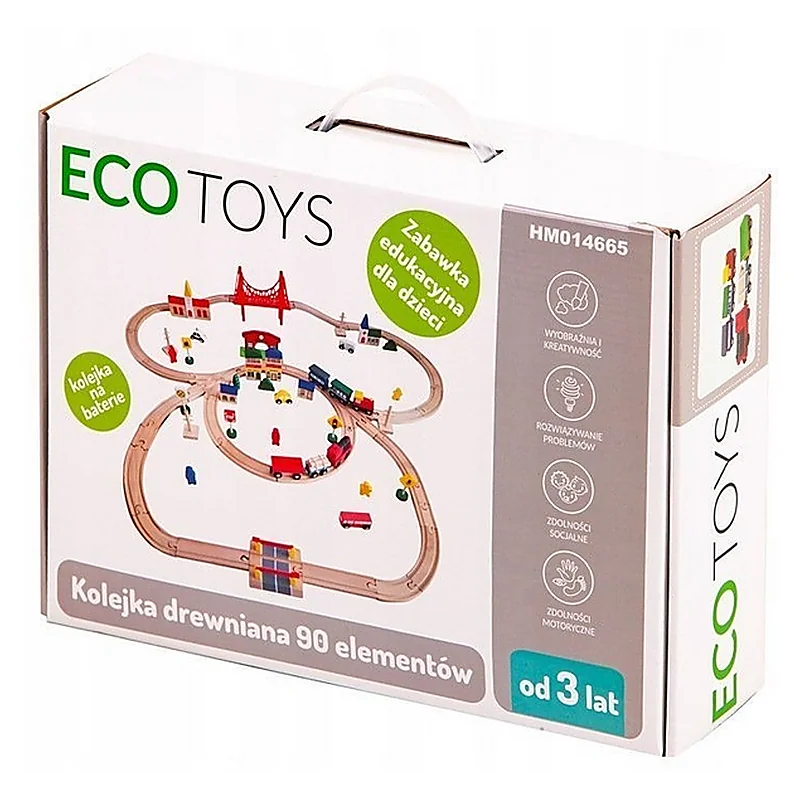 Circuit din lemn cu trenulet si masinute, 90 de elemente [6]