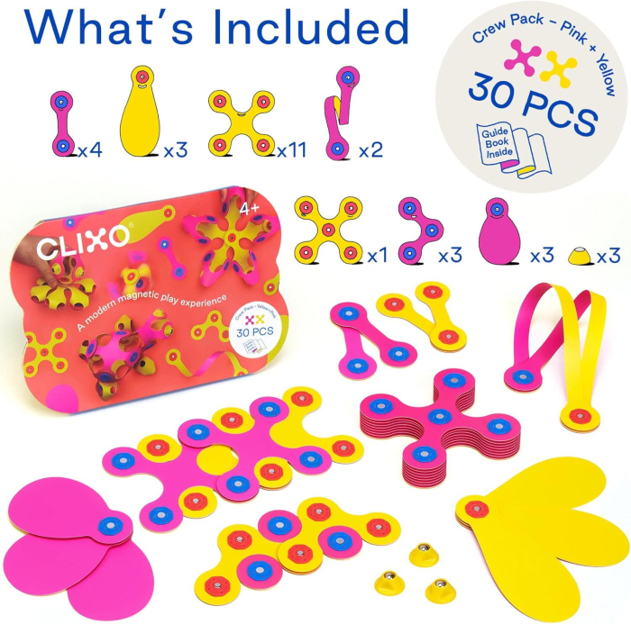 Clixo® joc magnetic de construit - Crew Roz & Galben (30 piese) [6]