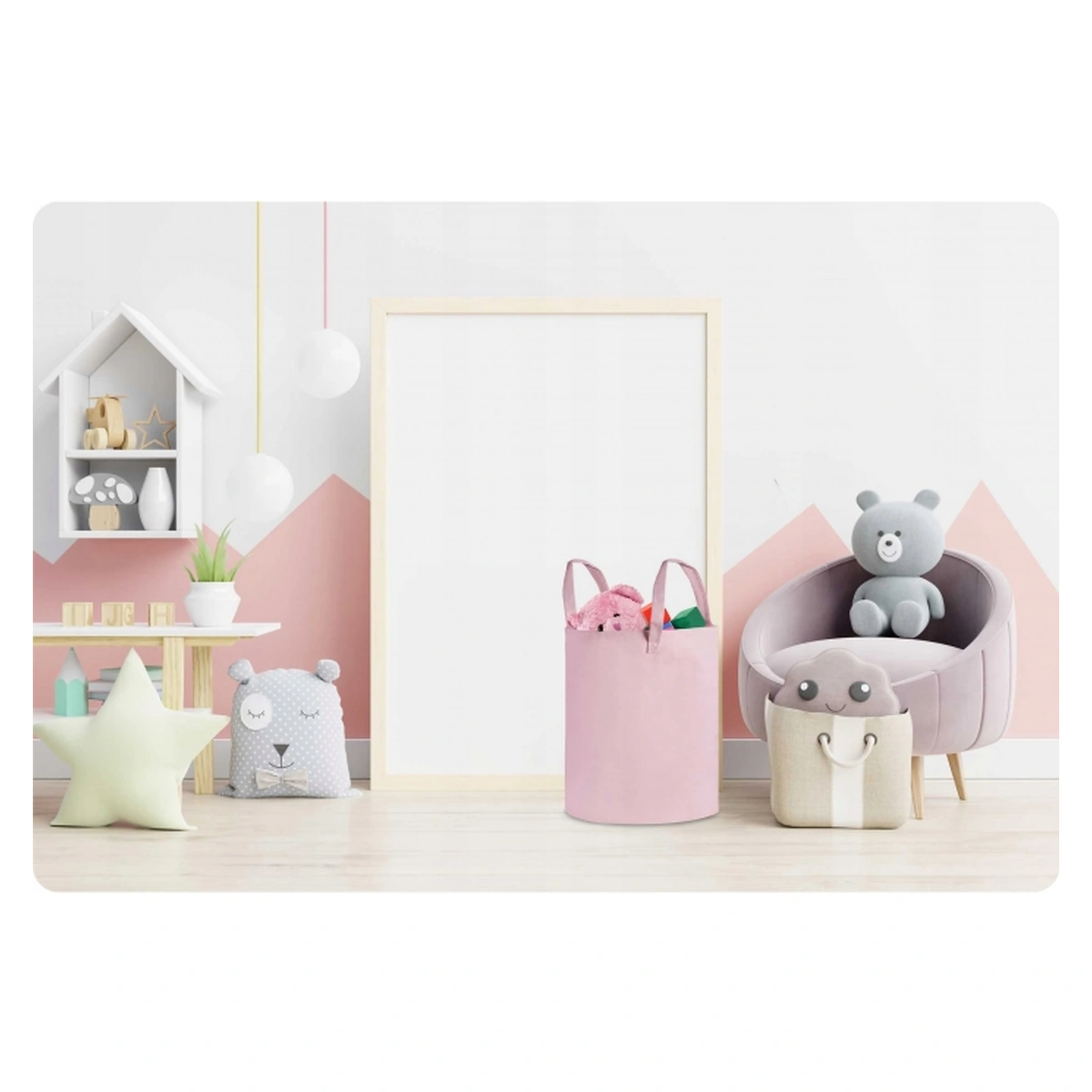 Cos mare pentru depozitarea jucariilor Nukido - Roz pudra [2]