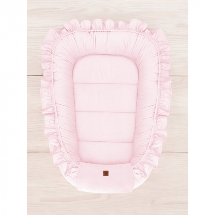 Cosulet bebelus, MimiNu, Baby Nest 55 x 75 cm, Cu Volanase, Din catifea, Pink [2]