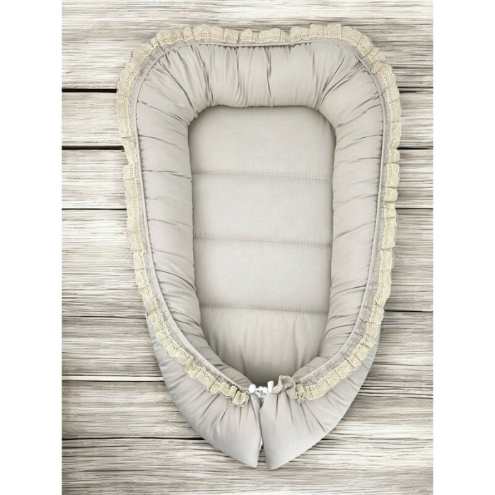 Cosulet bebelus, MimiNu, Premium, Pentru dormit, Baby Nest 55 x 75 cm, Cu Volanase si dantela, Husa 100% bumbac, Din [3]