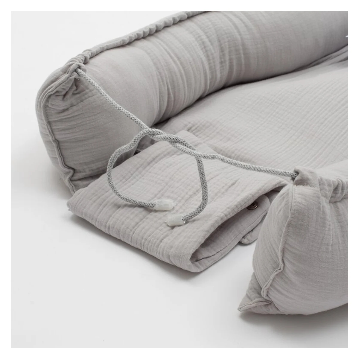 Cosulet bebelus, New Baby, Baby Nest 80 x 50 cm, Din muselina, Light Grey [4]