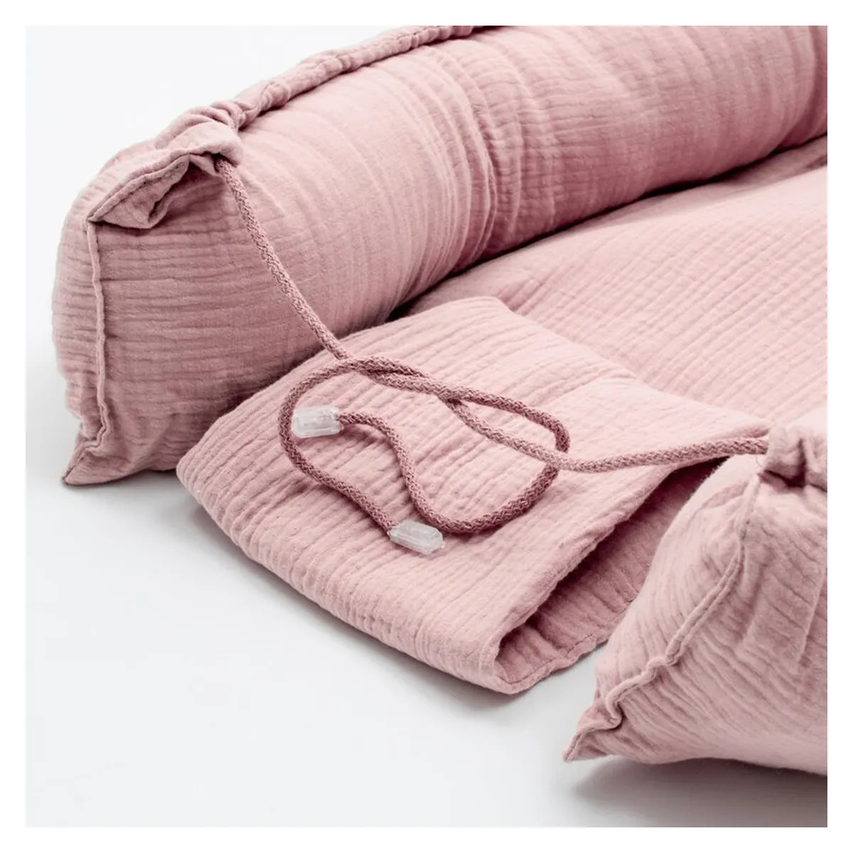 Cosulet bebelus, New Baby, Baby Nest 80 x 50 cm, Din muselina, Pink [5]