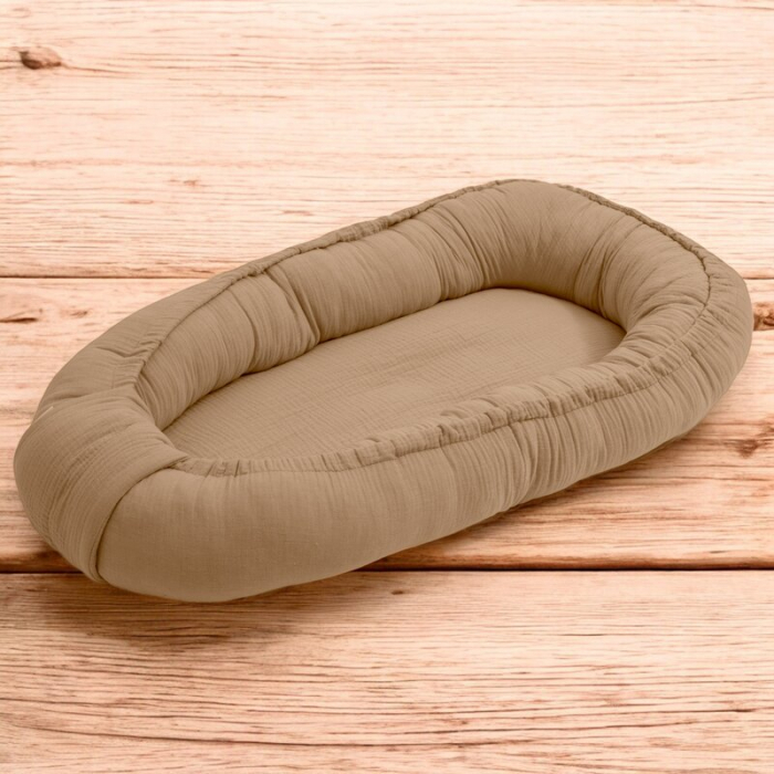 Cosulet bebelus, New Baby, Baby Nest 80 x 50 cm, Din muselina, Coffee [2]