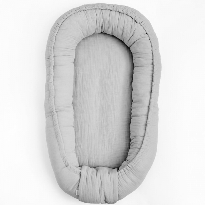 Cosulet bebelus, New Baby, Baby Nest 80 x 50 cm, Din muselina, Light Grey [3]