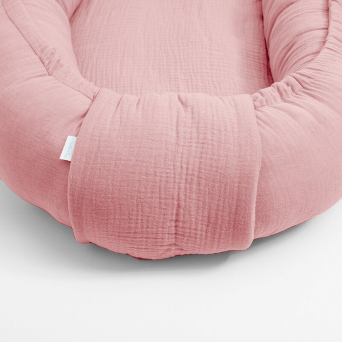 Cosulet bebelus, New Baby, Baby Nest 80 x 50 cm, Din muselina, Pink [4]