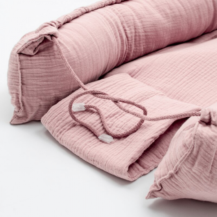 Cosulet bebelus, New Baby, Baby Nest 80 x 50 cm, Din muselina, Pink [5]