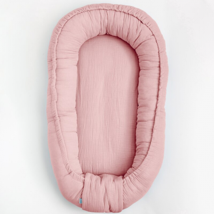 Cosulet bebelus, New Baby, Baby Nest 80 x 50 cm, Din muselina, Pink [3]