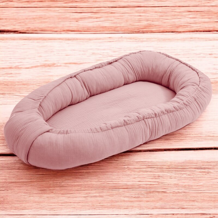 Cosulet bebelus, New Baby, Baby Nest 80 x 50 cm, Din muselina, Pink [2]