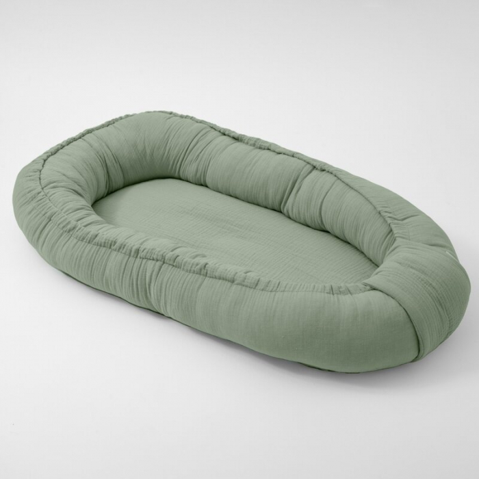 Cosulet bebelus, New Baby, Baby Nest 80 x 50 cm, Din muselina, Salvia [3]